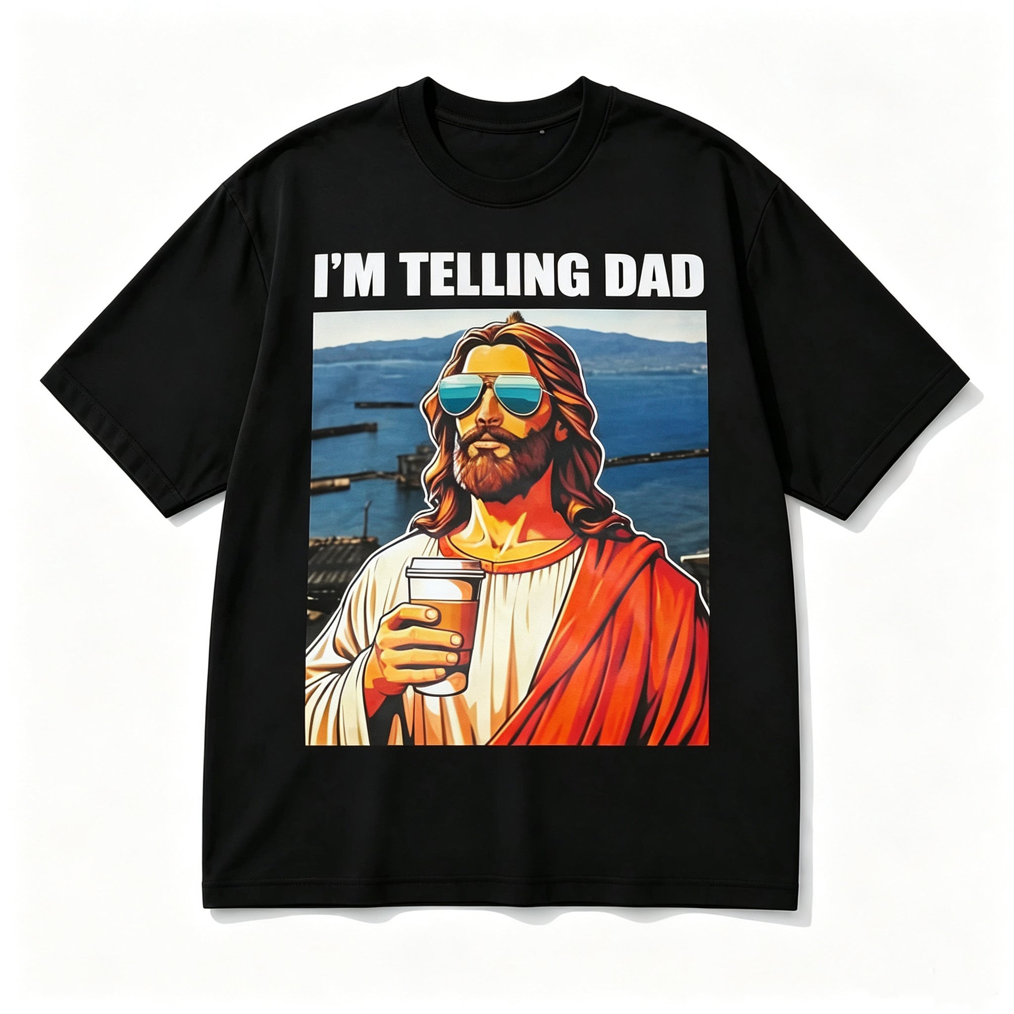 FUNNY I'M TELLING DAD JESUS MEME GRAPHIC T-SHIRT