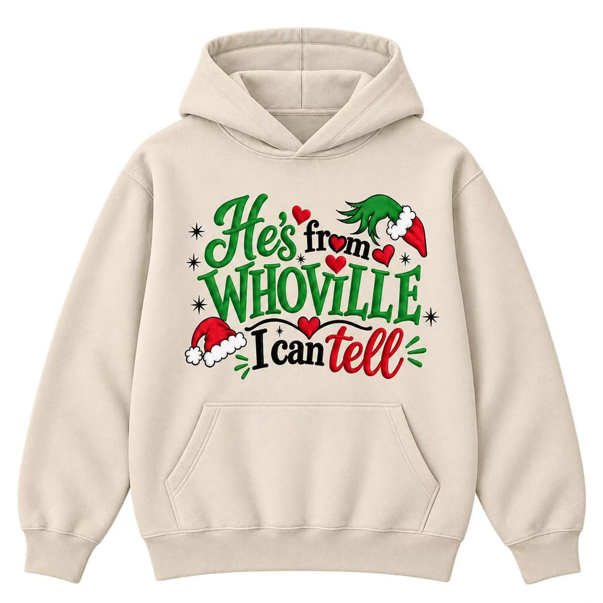 He’s From Whoville I Can Tell Embroidered Christmas Sweatshirt & Hoodie