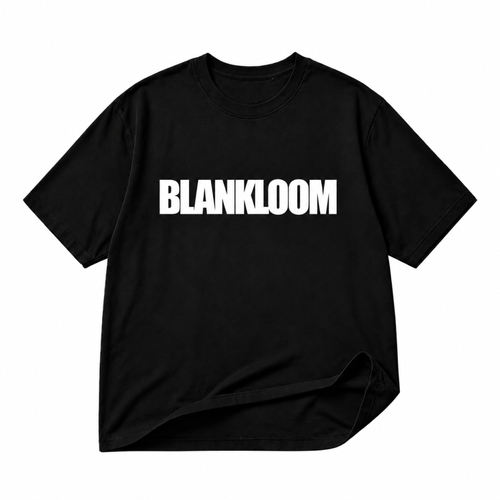 BLANKLOOM logo black oversized T-shirt on pure white background