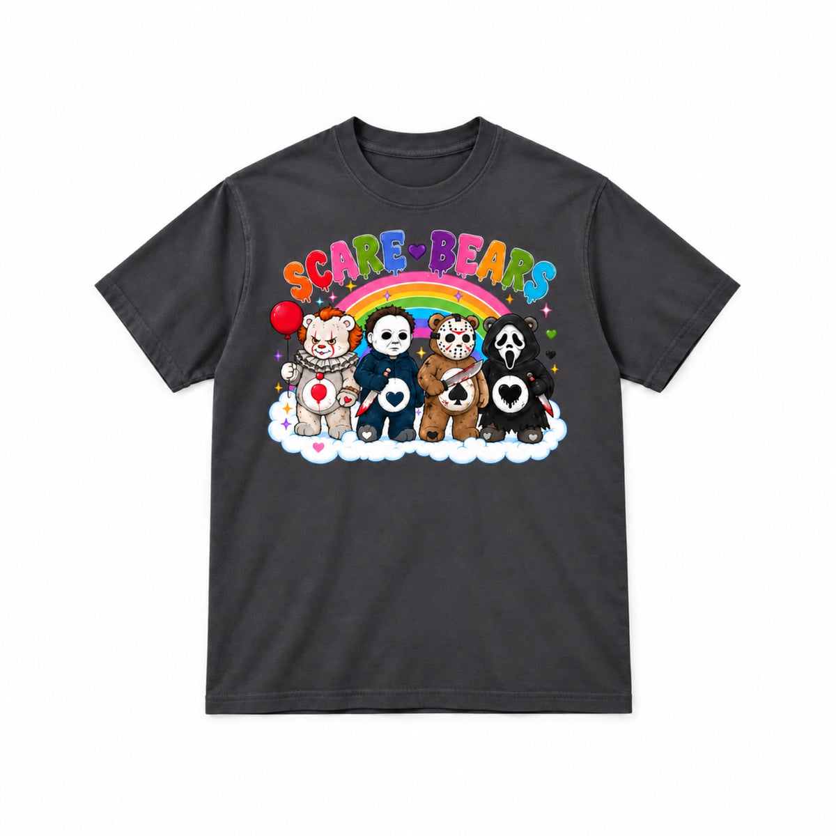 Scare Bears Halloween graphic T-Shirt in Charcoal - front view