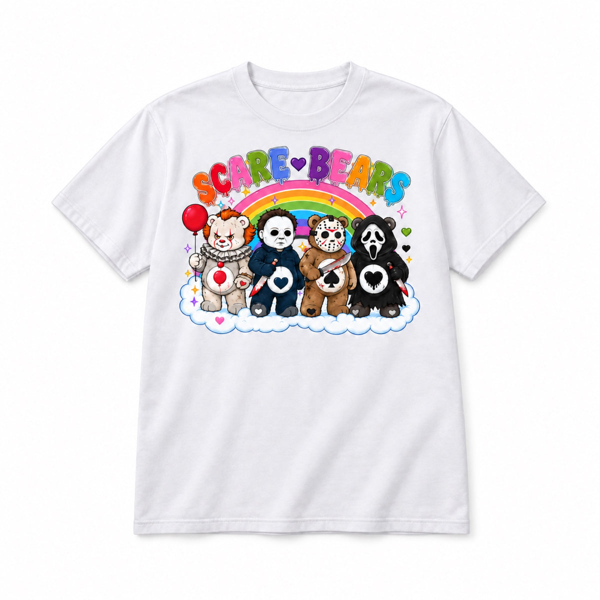 Scare Bears Halloween graphic T-Shirt in White - front view