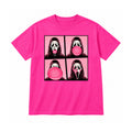 Bubblegum ghost mask Halloween graphic on Barbie Pink T-shirt, front view