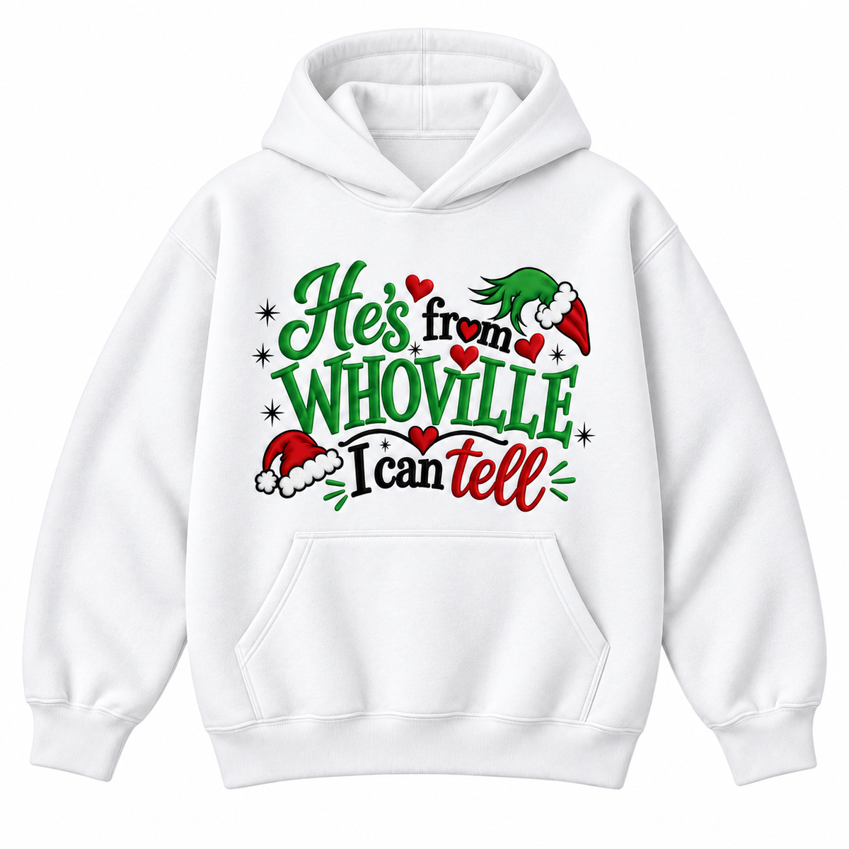 He’s From Whoville I Can Tell Embroidered Christmas Sweatshirt & Hoodie