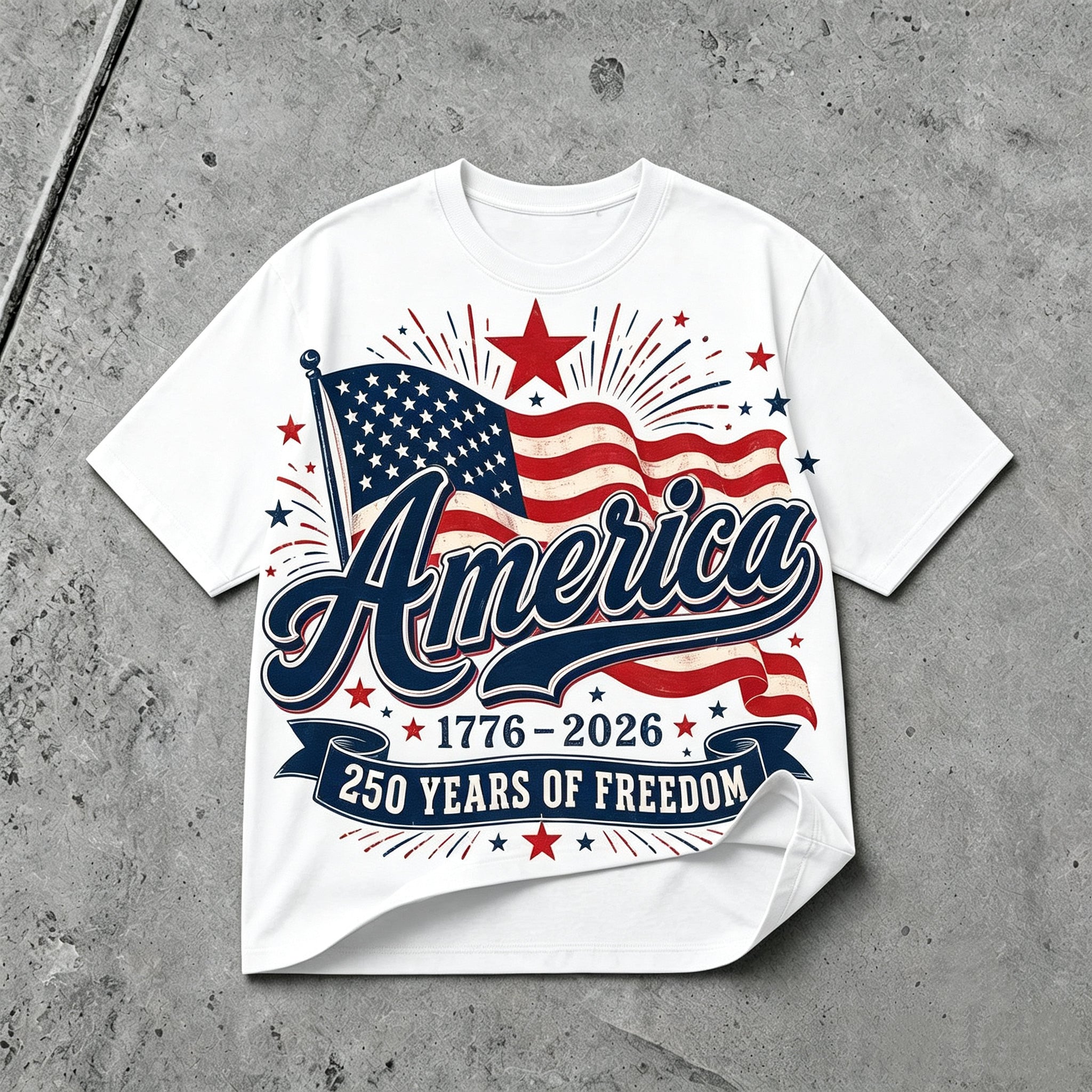 AMERICA 250TH ANNIVERSARY 1776–2026 PATRIOTIC GRAPHIC T-SHIRT