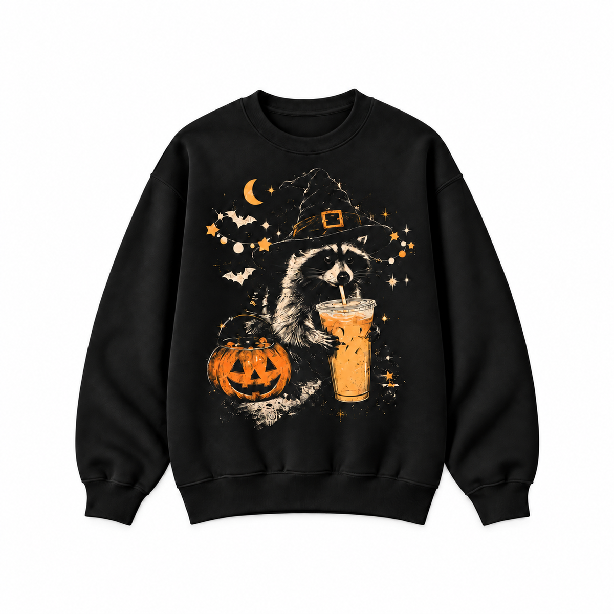 Halloween Raccoon Witch Retro Graphic Apparel