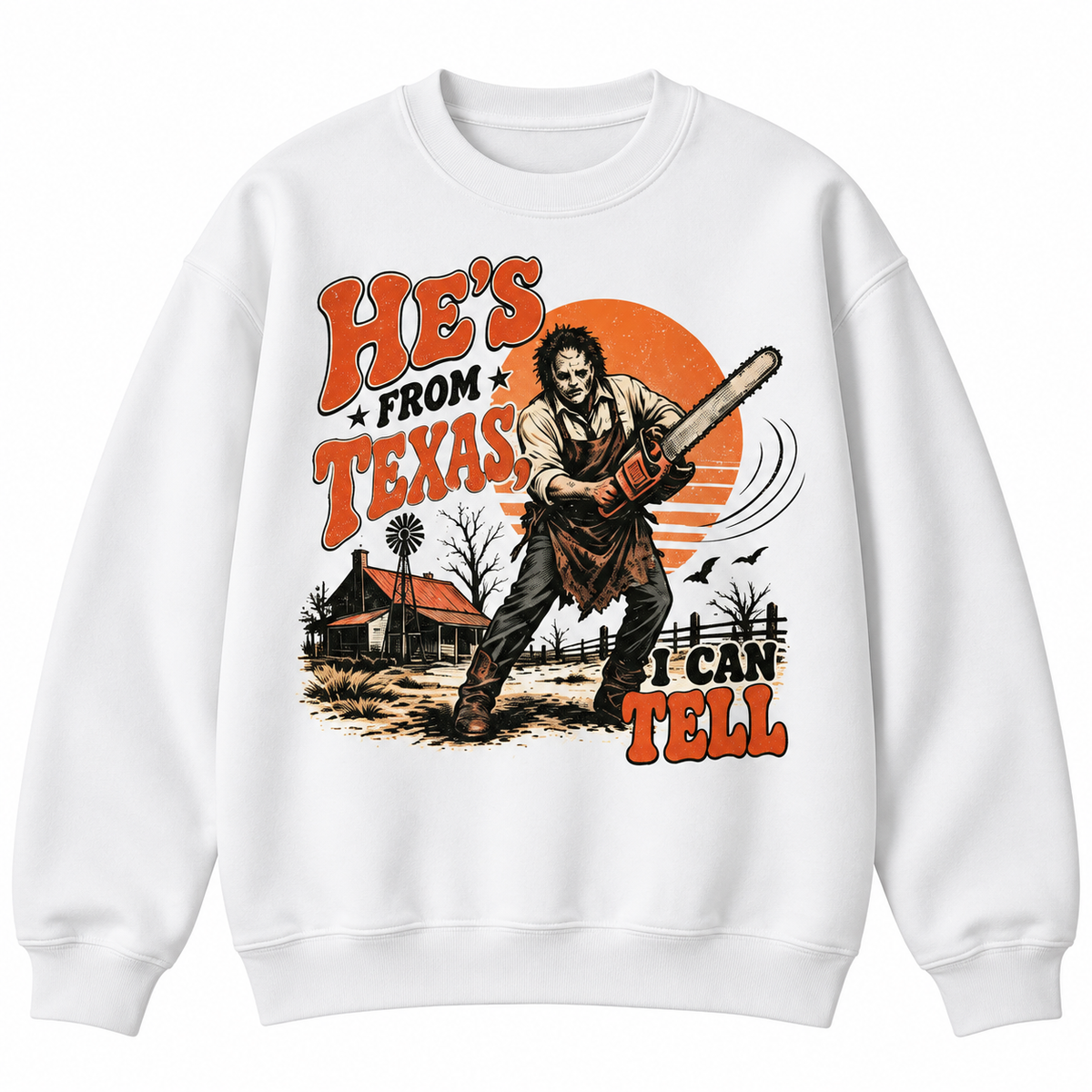 HE’S FROM TEXAS Retro Horror Graphic Apparel