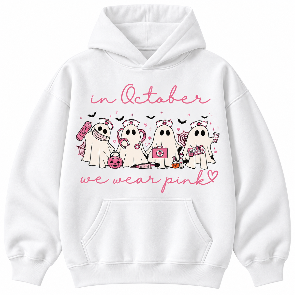 In October We Wear Pink Ghost Nurse Sweatshirt & Hoodie