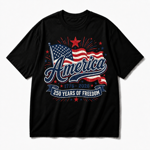 AMERICA 250TH ANNIVERSARY 1776–2026 PATRIOTIC GRAPHIC T-SHIRT