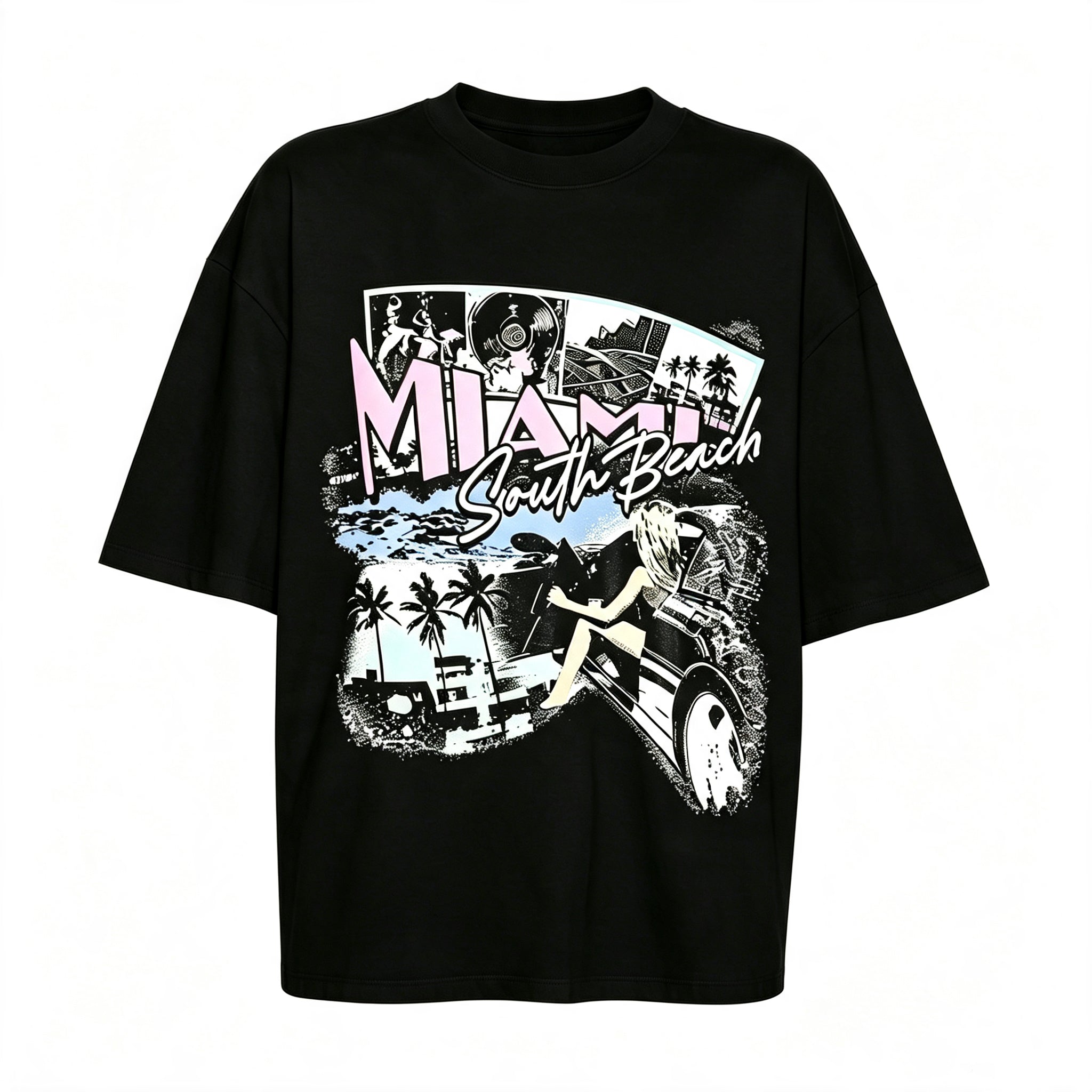 MIAMI SOUTH BEACH VINTAGE-STYLE GRAPHIC T-SHIRT