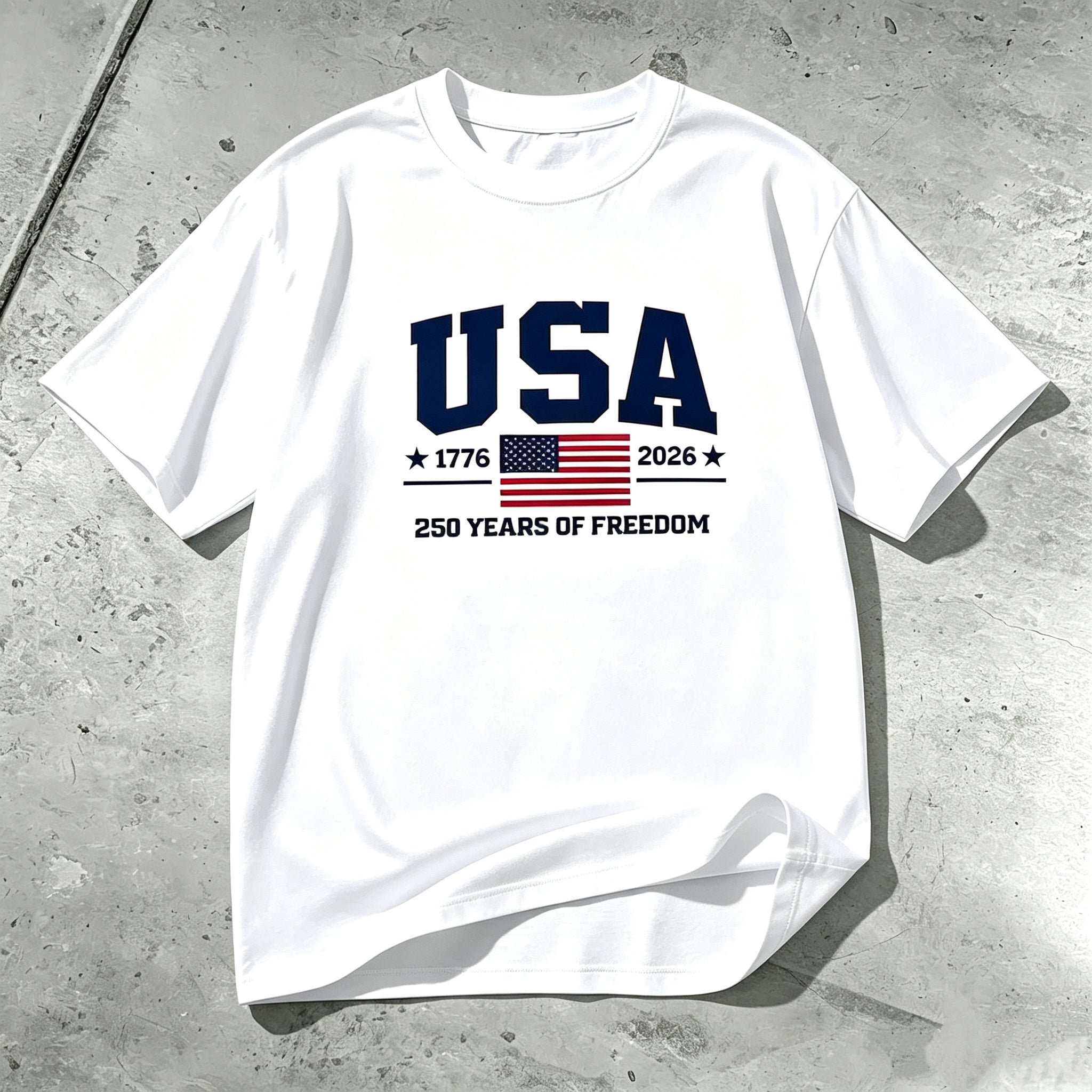 USA 250TH ANNIVERSARY 1776–2026 PATRIOTIC GRAPHIC T-SHIRT