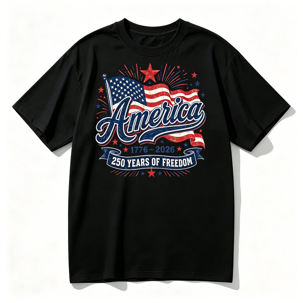AMERICA 250TH ANNIVERSARY 1776–2026 PATRIOTIC GRAPHIC T-SHIRT