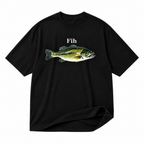 Fih fish black graphic T-shirt on pure white background
