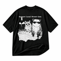 Support Local Street Cats animal black graphic T-shirt on pure white background
