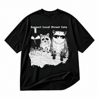 Support Local Street Cats animal black graphic T-shirt on pure white background