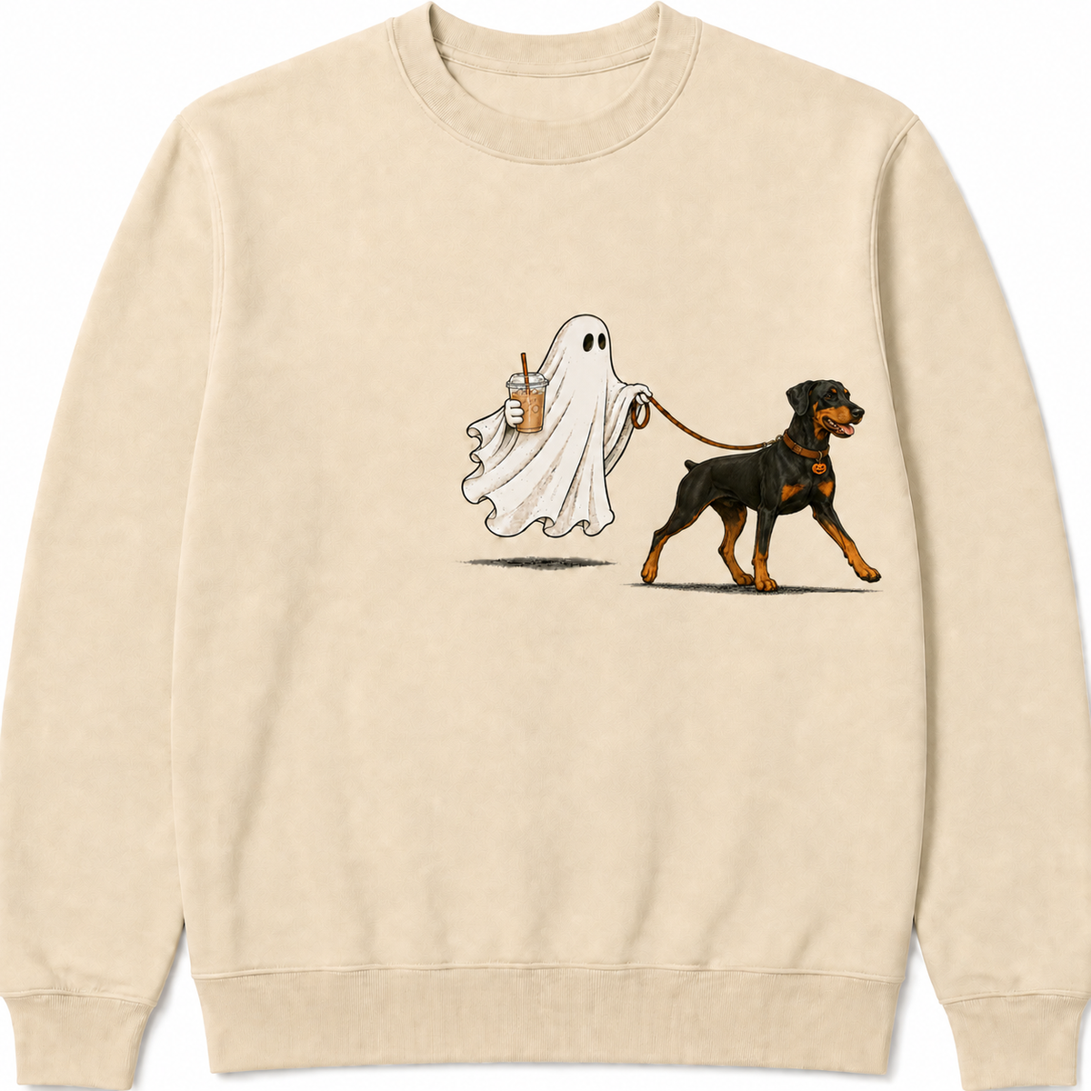 Doberman ghost walking dog Halloween Crewneck Sweatshirt product image