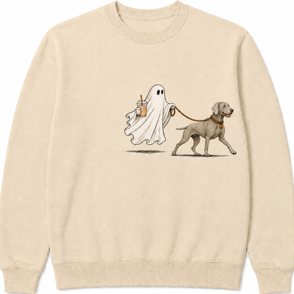 Weimaraner ghost walking dog Halloween Crewneck Sweatshirt product image