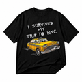 I Survived My Trip to NYC black graphic T-shirt on pure white background