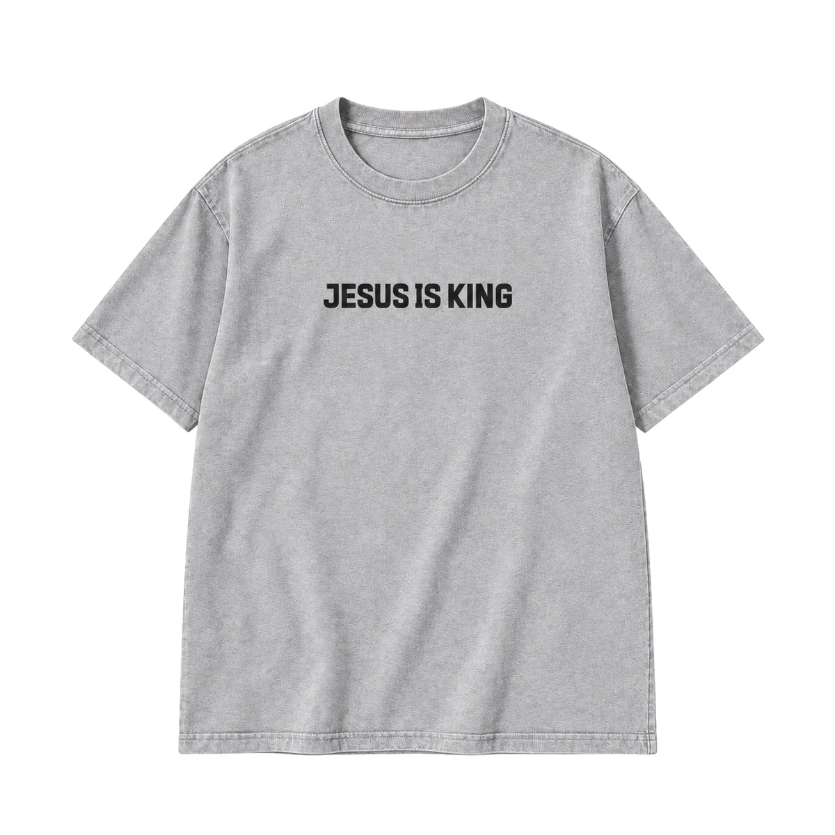 Jesus Is King T-Shirt in Gray, front view on white background