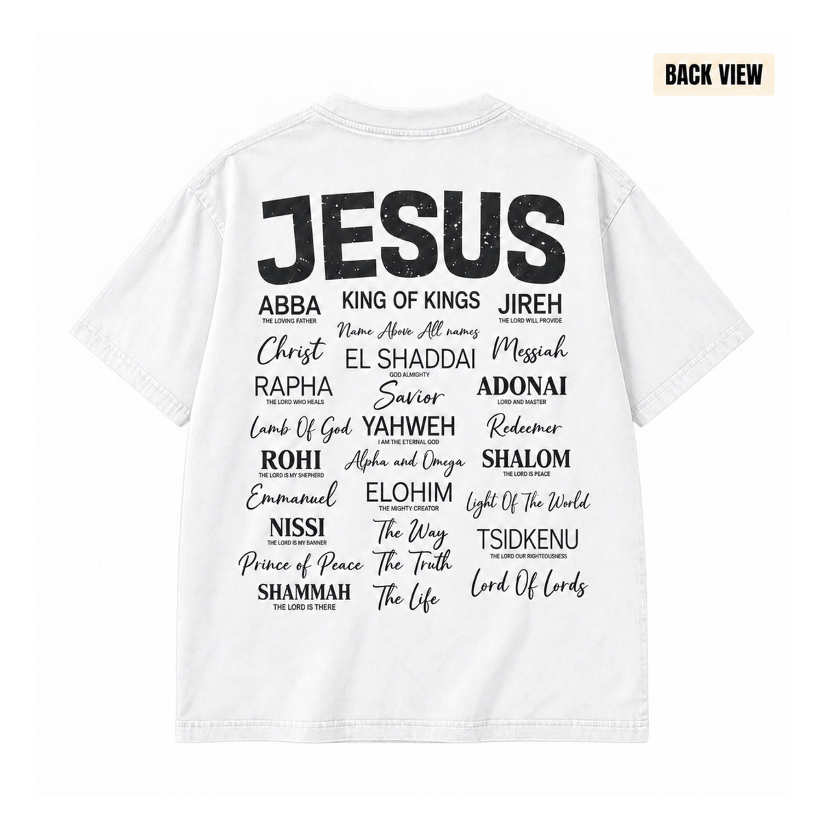 Jesus Is King T-Shirt in White, back view on white background