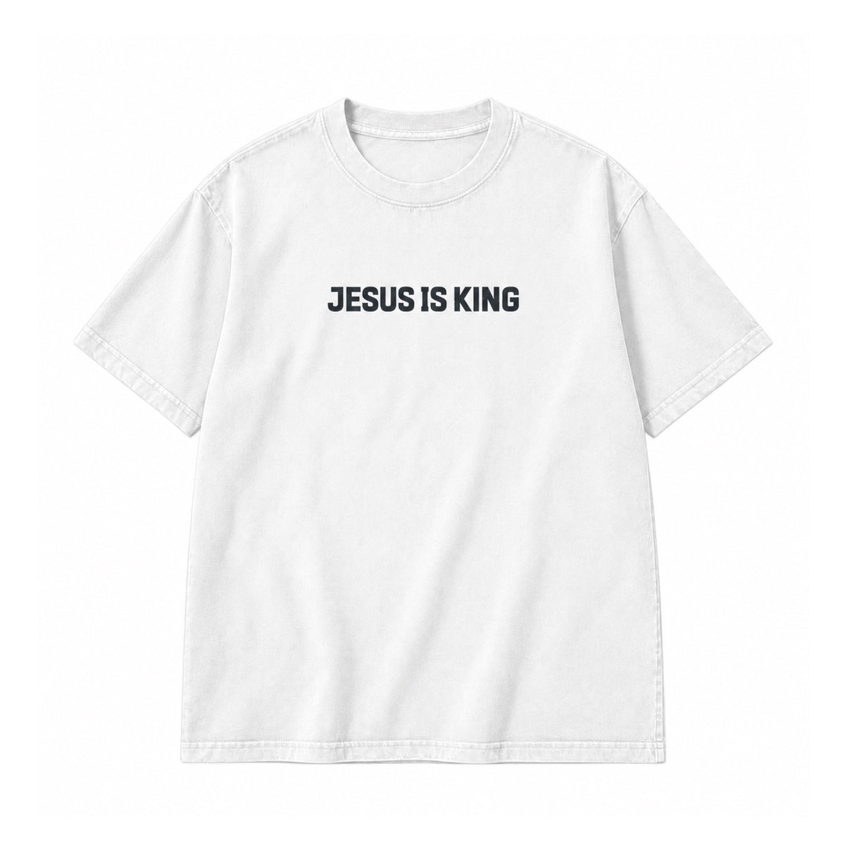 Jesus Is King T-Shirt in White, front view on white background