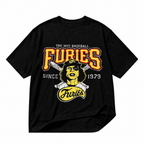 NYC Baseball Furies black graphic T-shirt on pure white background