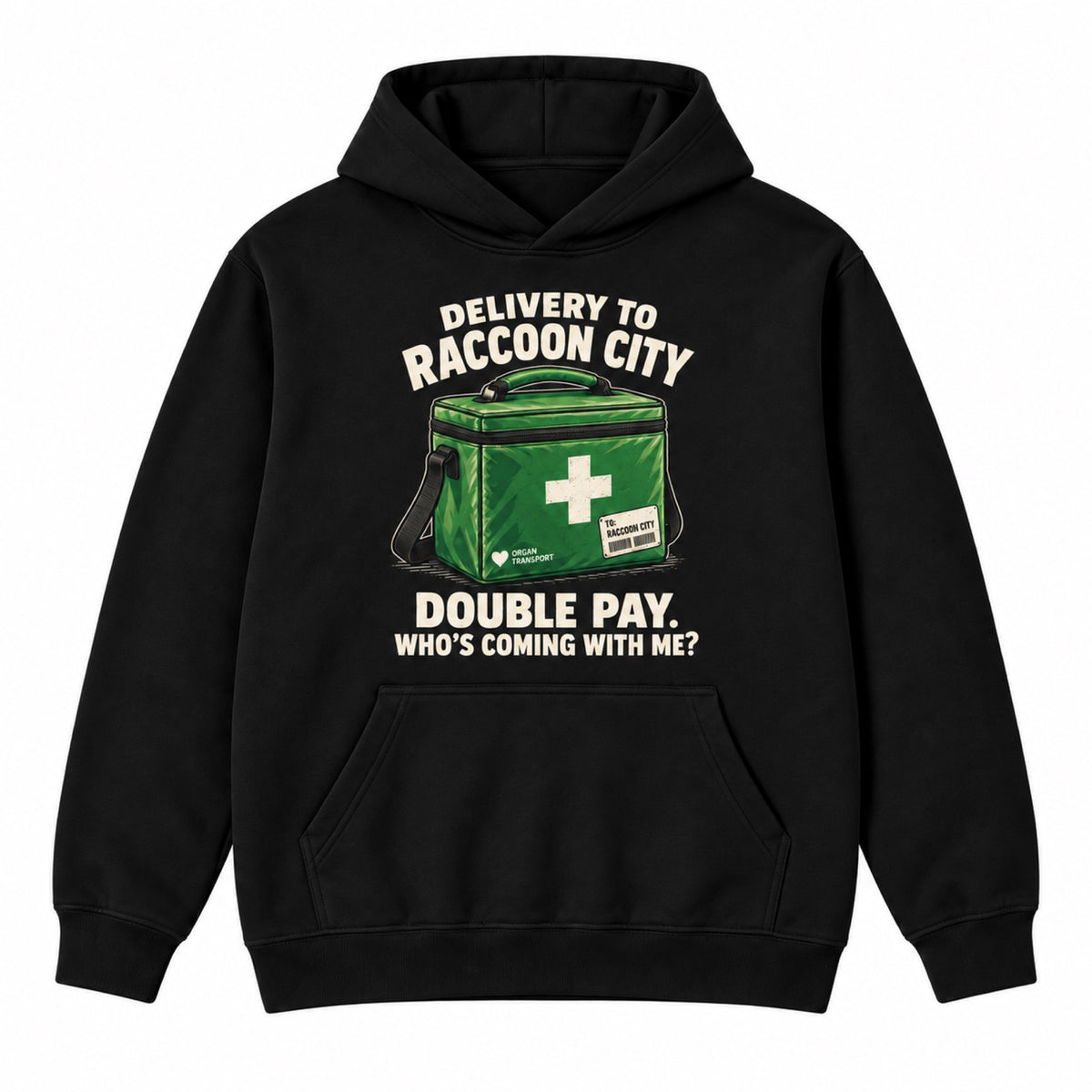 Raccoon City Delivery hoodie-black front view