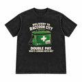 Raccoon City Delivery tshirt-washed-black front view
