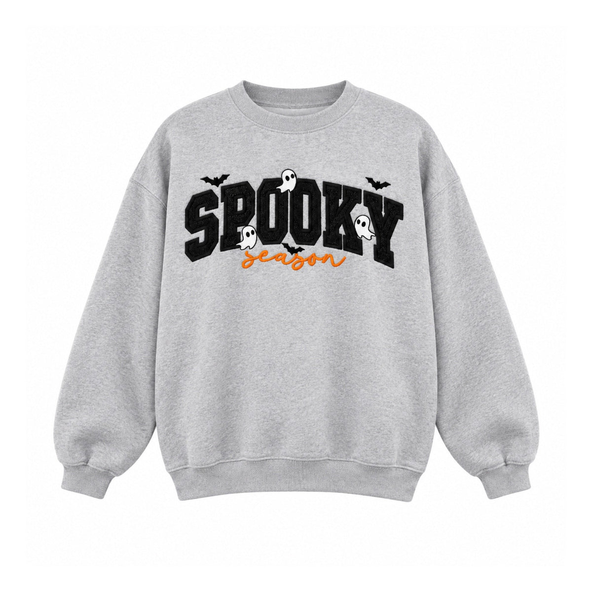 Heather Gray Orange SPOOKY season Sweatshirt front