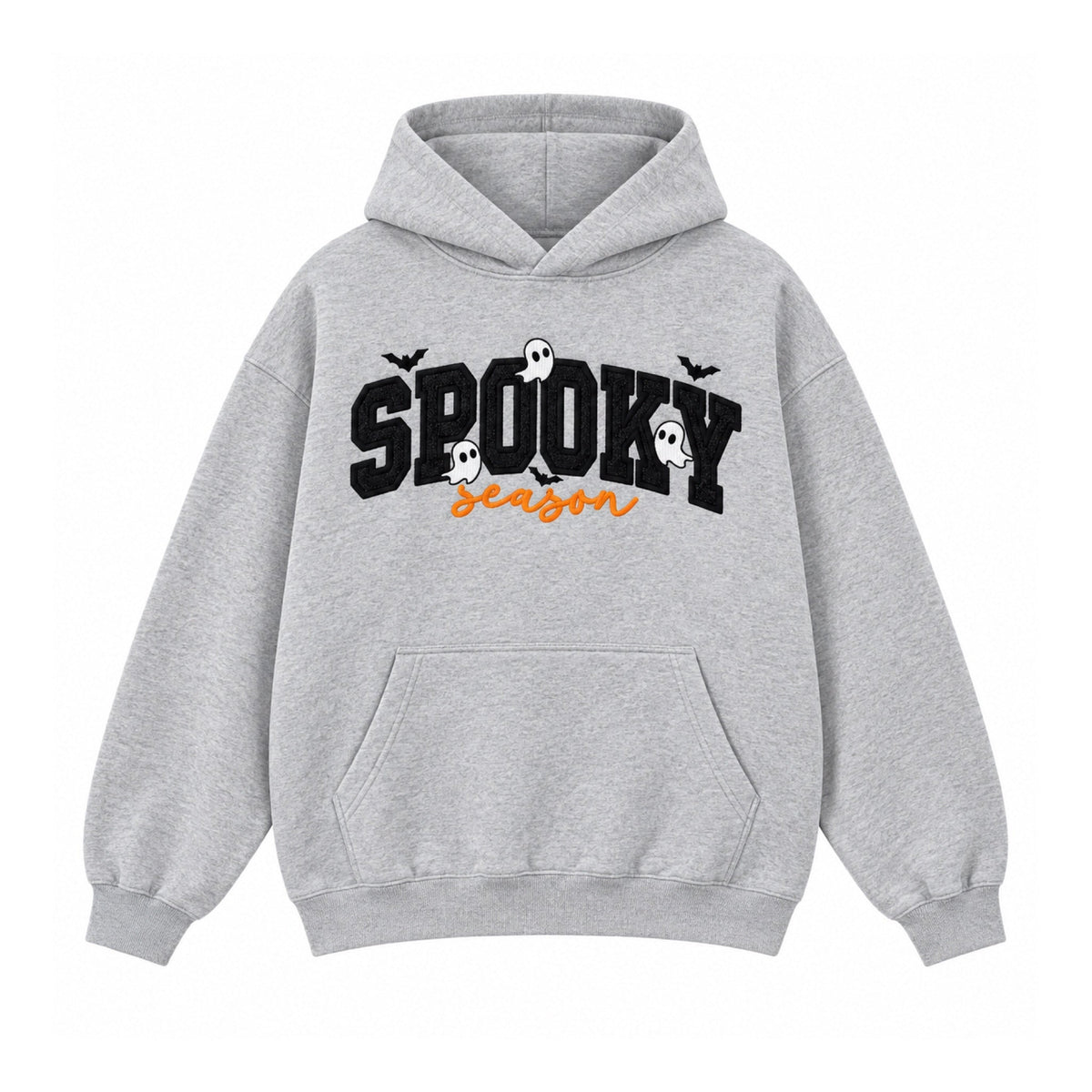 Heather Gray Orange SPOOKY season Hoodie front