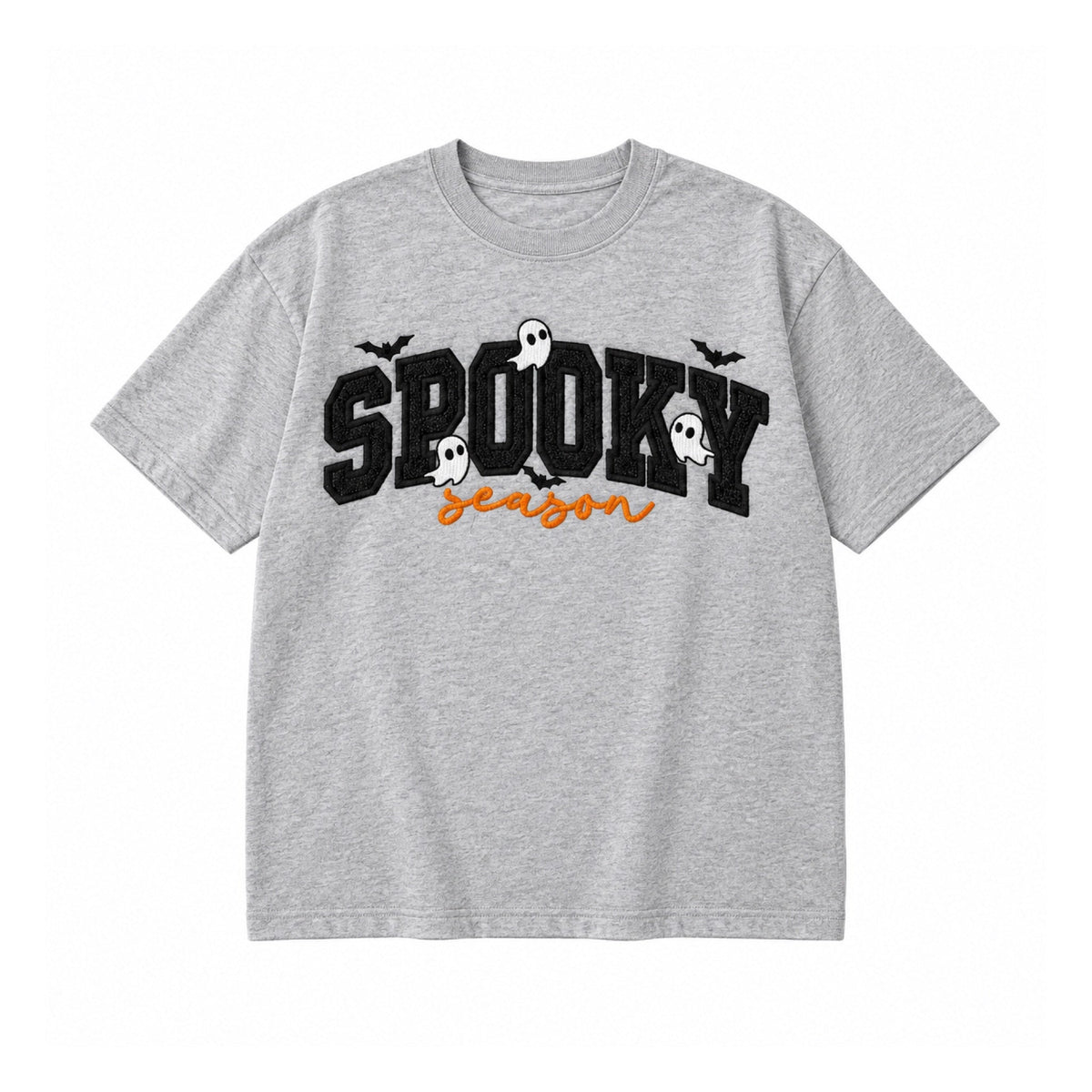 Heather Gray Orange SPOOKY season T-Shirt front