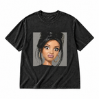 Unbothered glam doll black graphic T-shirt on pure white background