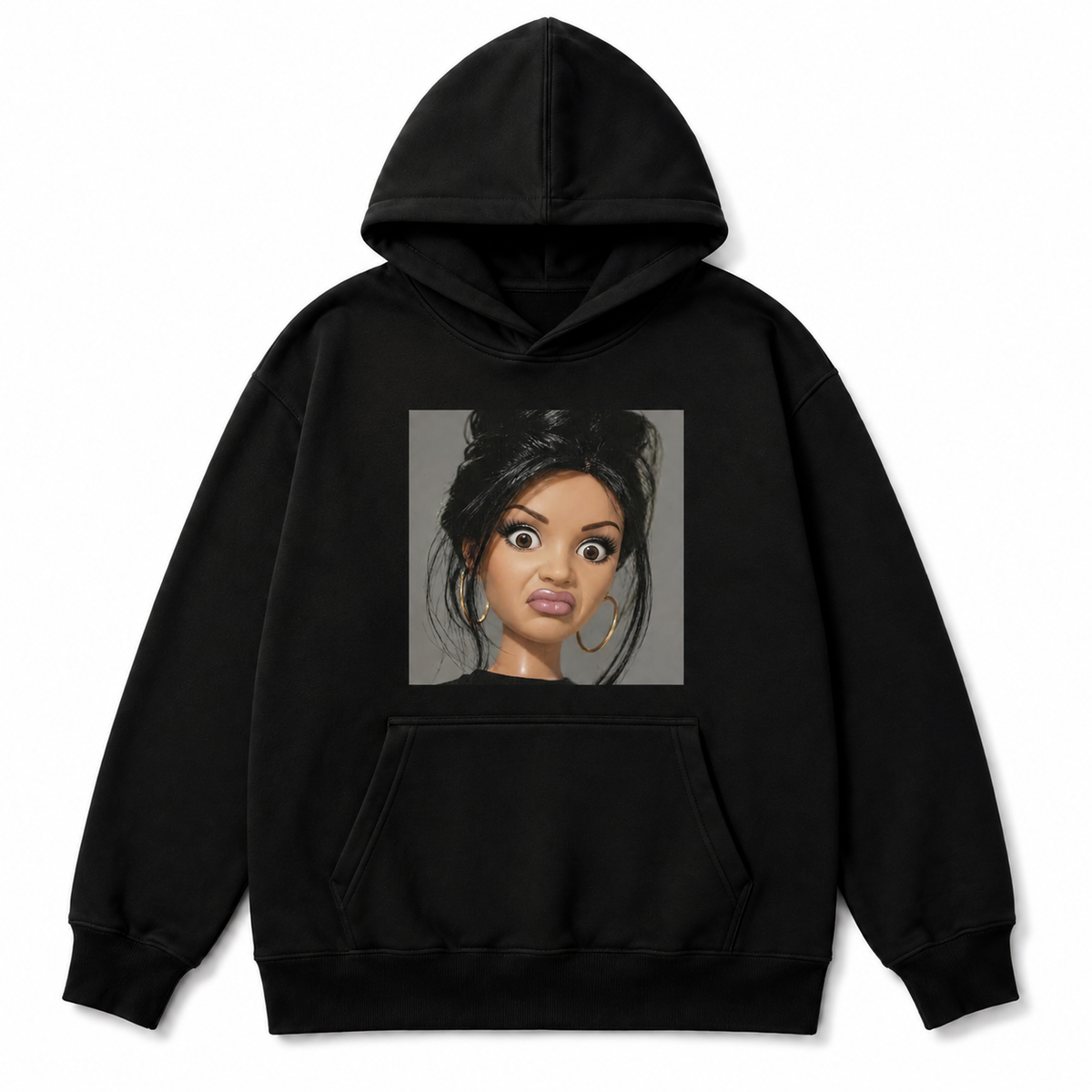 Unbothered Glam Doll graphic Hoodie in Black