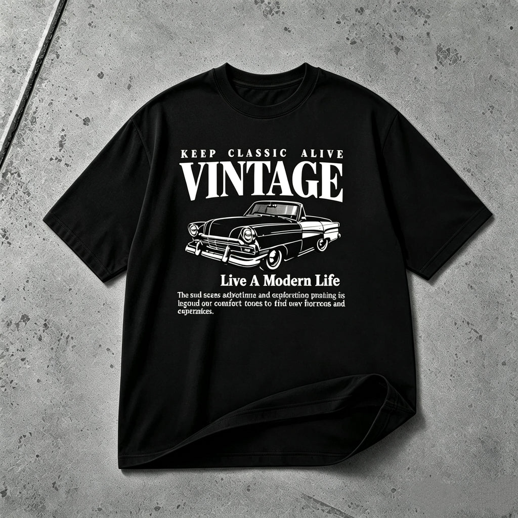 Keep Classic Alive vintage car graphic T-shirt black tee