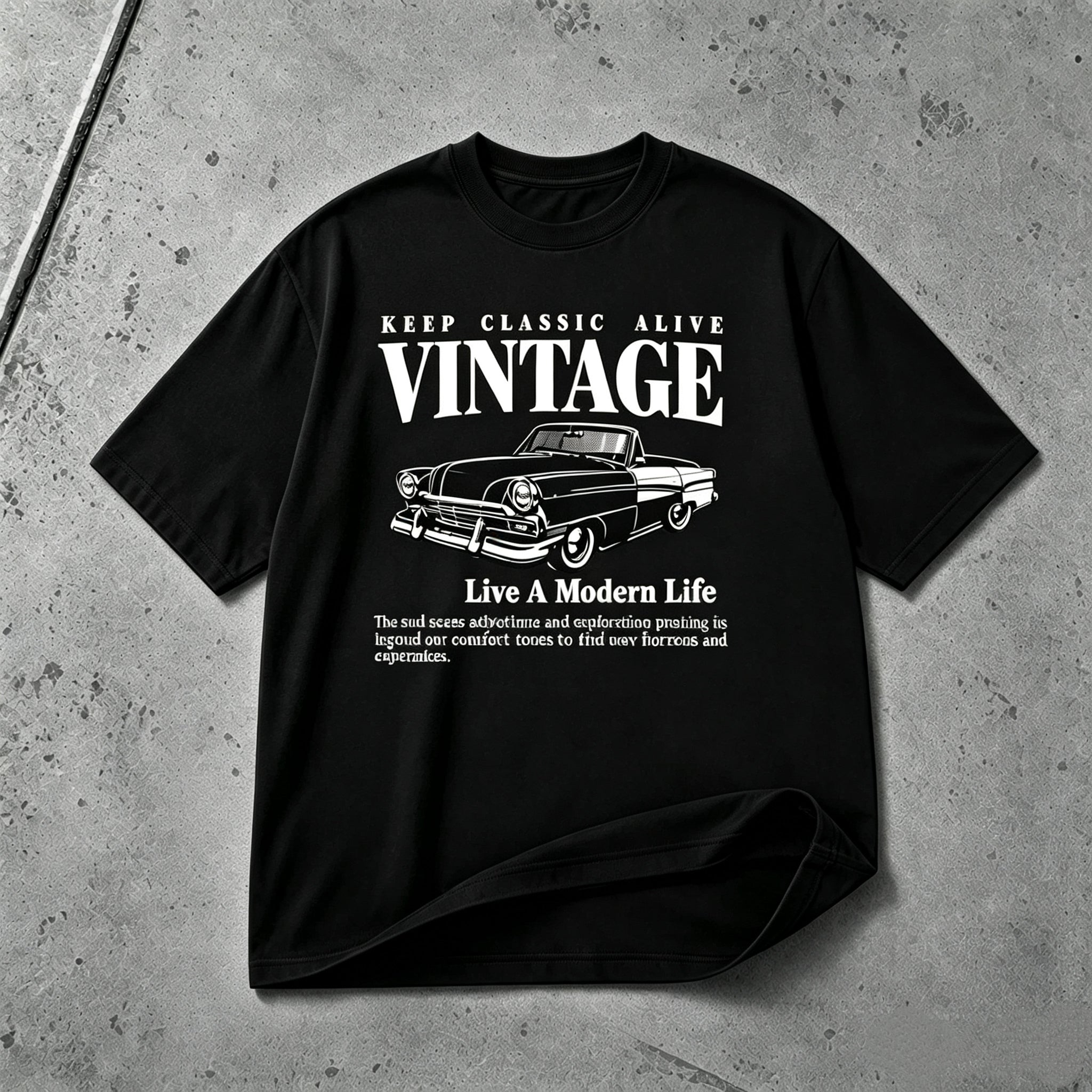 Keep Classic Alive vintage car graphic T-shirt black tee