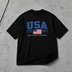 USA 250th anniversary 1776-2026 patriotic graphic T-shirt with American flag design